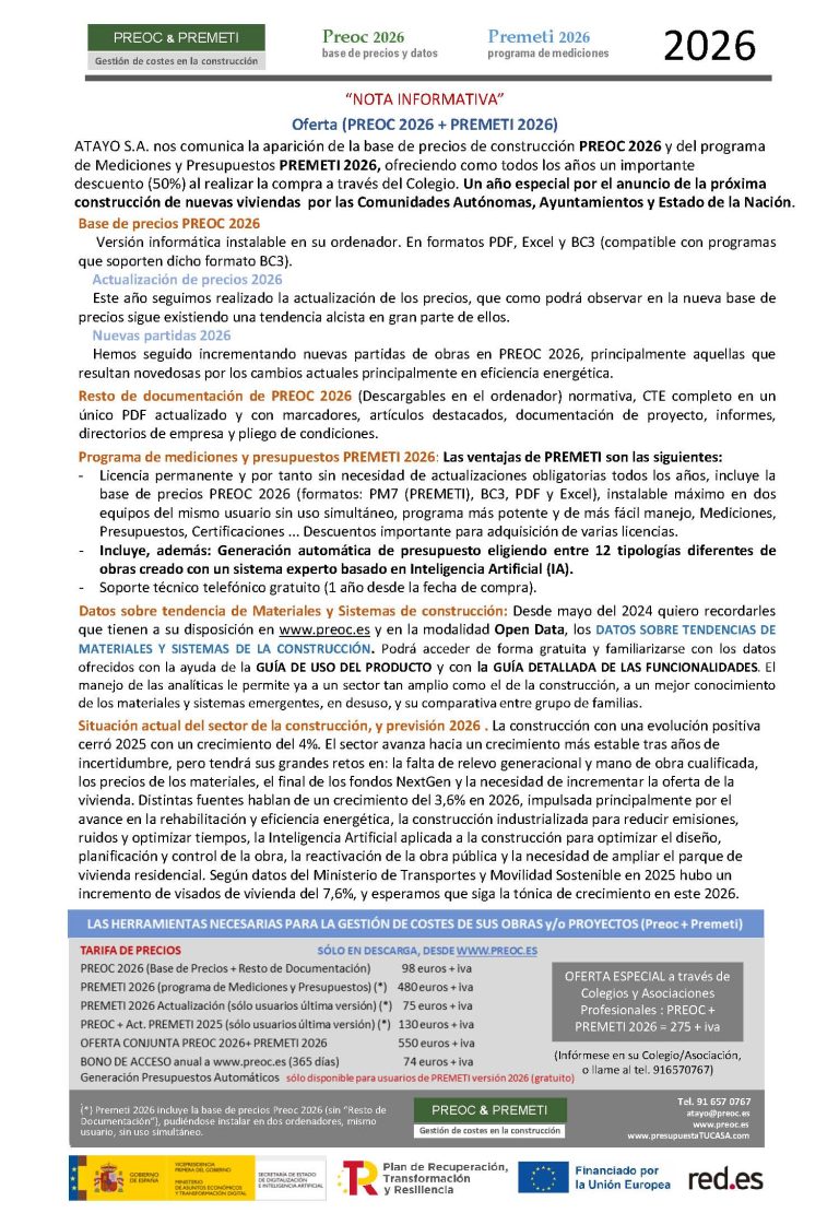 Oferta (PREOC 2026 + PREMETI 2026)